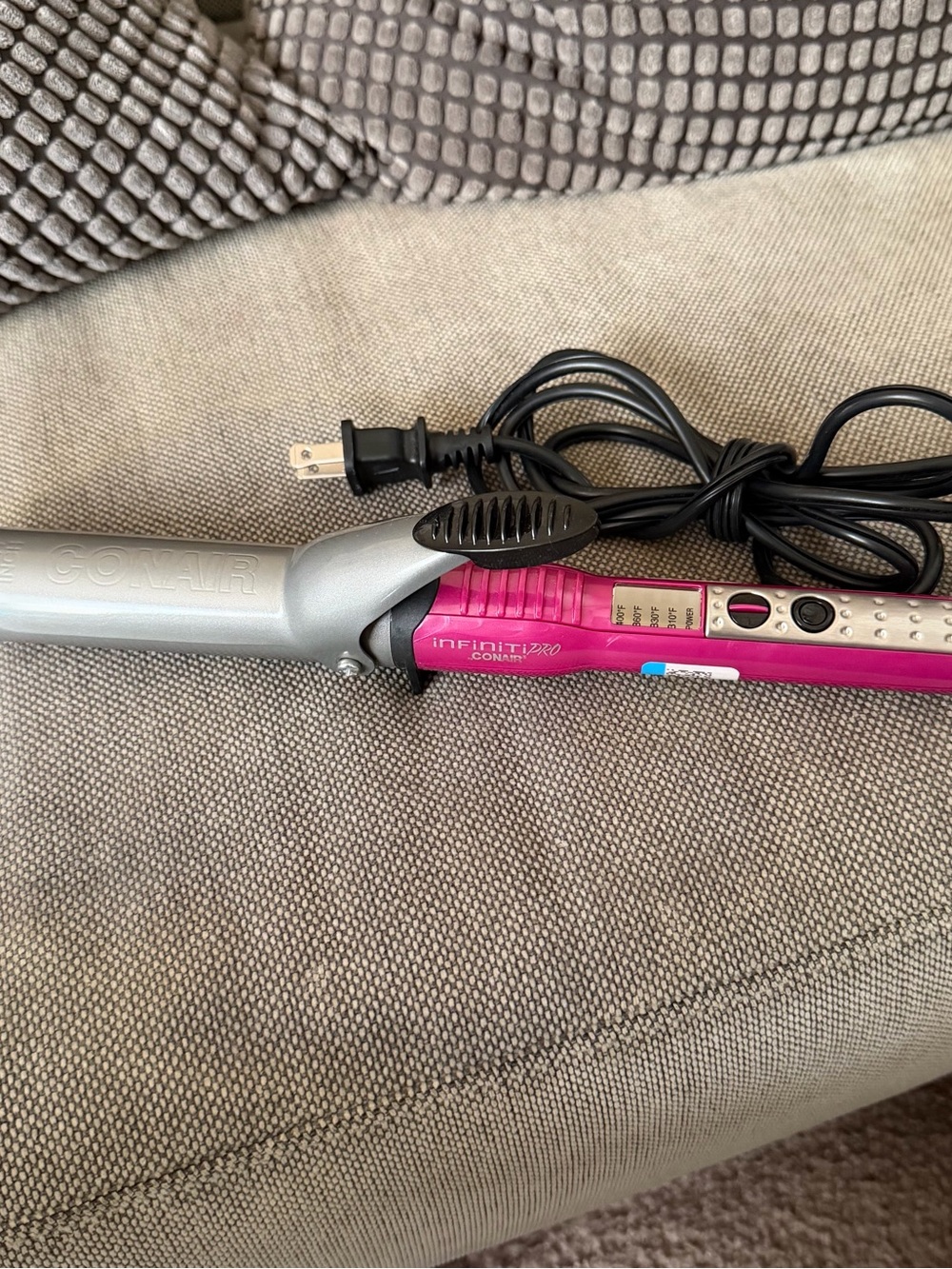 InfinitiPRO Pink and Silver Curling Iron - Professional Styling Tool